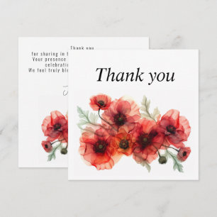 Carte De Remerciements Avec des pavots Scarlet Petal Serenade