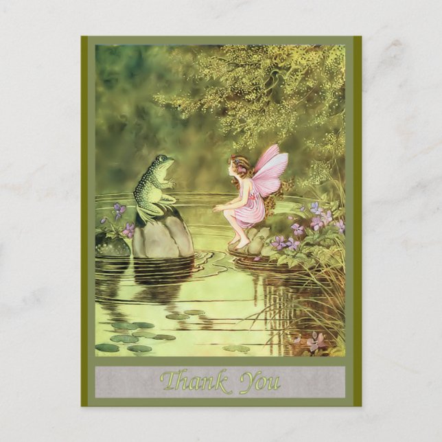 Carte de remerciements avec Fairy et Frog (Devant)
