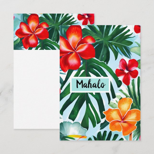 Carte de remerciements avec libellé hawaïen (Devant / Derrière)