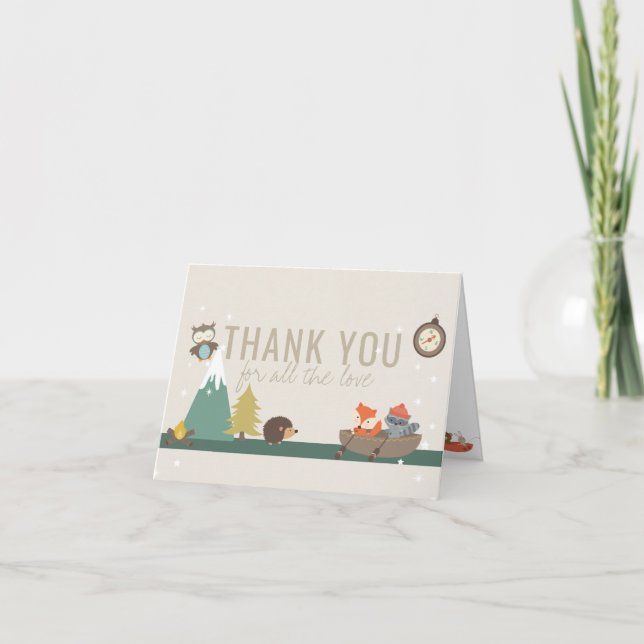 Carte De Remerciements Aventure Woodland Neutral Taupe Baby shower (Devant)