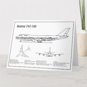 Carte De Remerciements Avion de ligne 747 - Plan de dessin de plan d'avio