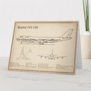 Carte De Remerciements Avion de ligne 747 - Plan de dessin du plan d'avio