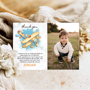 Carte De Remerciements Avion vintage 1ère fête d'anniversaire Photo