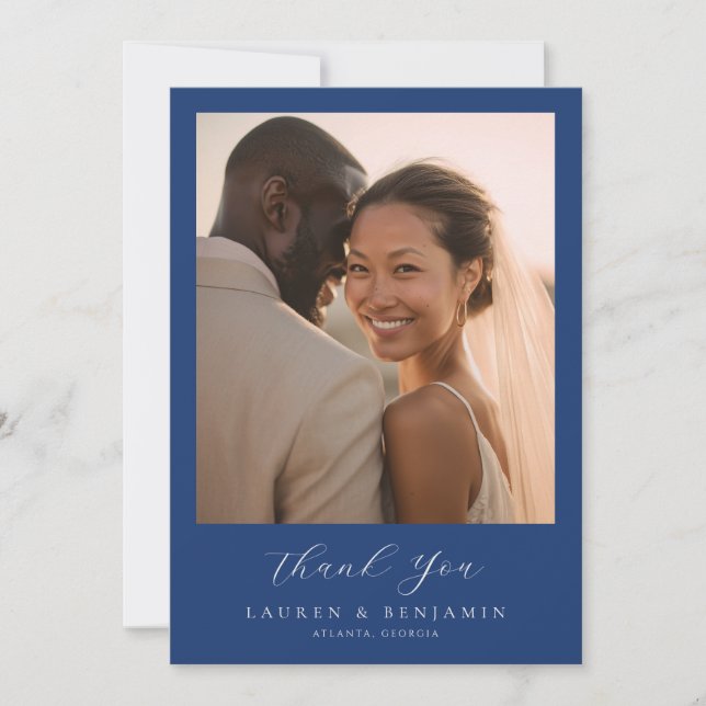 Carte De Remerciements Azure Blooms Wedding (Devant)