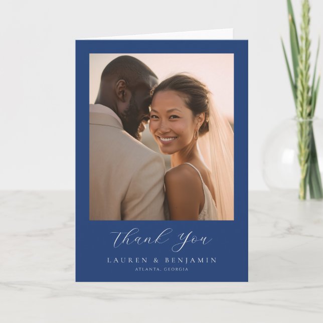 Carte De Remerciements Azure Blooms Wedding (Devant)