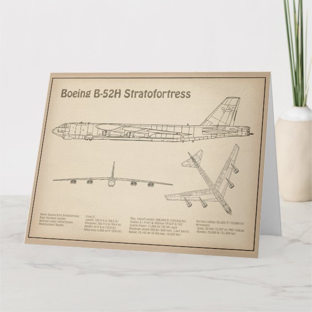Carte De Remerciements B-52 Stratoforteresse - Plan directeur de l'avion  (Devant)