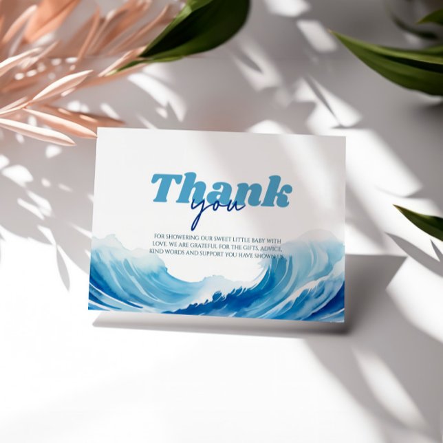 Carte De Remerciements Baby à Bord Baby Shower, Surf Baby (Créateur téléchargé)