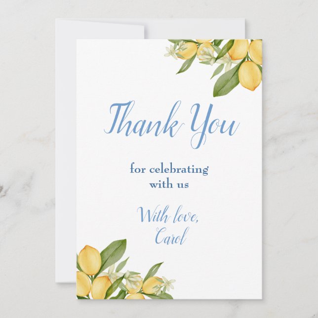Carte De Remerciements Baby Boy Positano Lemons Baby shower Motif bleu (Devant)