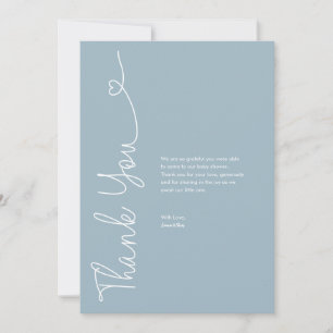 Carte De Remerciements Baby Boy Shower Modern Blue Heart personnalisable