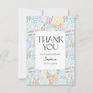 Carte De Remerciements Baby Floral Moderne Coloré Dans Le Baby shower Fle