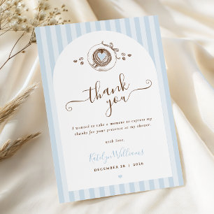 Carte De Remerciements Baby Is Brewing Rayures Bleues