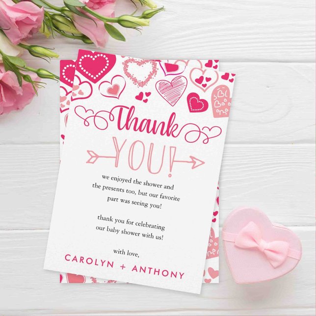 Carte De Remerciements "Baby Love" Baby shower de la Saint Valentin (Créateur téléchargé)
