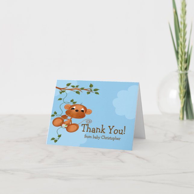 Carte De Remerciements Baby Monkey Thank You Note Card (Devant)