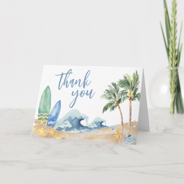 Carte De Remerciements Baby on Board Baby shower de plage (Devant)