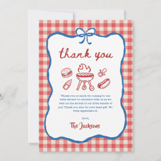 Carte De Remerciements Baby Q Barbecue de jardin Baby Shower 4 juillet