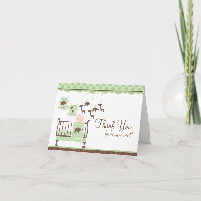 Carte De Remerciements Baby Room Green Thank You Note Card (Devant)