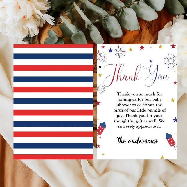 carte de remerciements Baby shower 4 juillet (Créateur téléchargé)