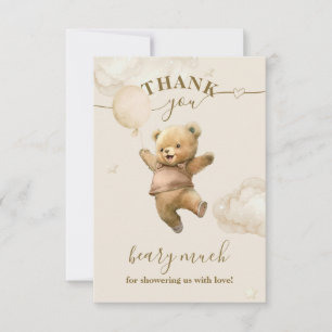 Carte De Remerciements Baby shower à ballon à air d'attente avant l'ours 