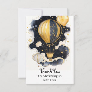 Carte De Remerciements Baby shower à ballon céleste à air chaud