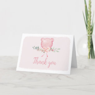 Carte De Remerciements Baby shower à bulle rose à l'Eucalyptus