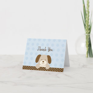 Carte De Remerciements Baby shower à chiot bleu