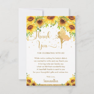 Carte De Remerciements Baby shower à la farine de tournesol chic