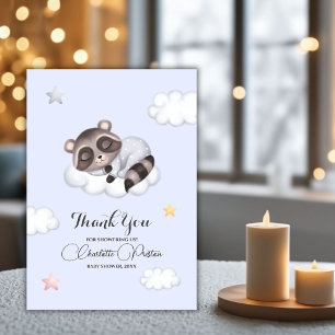 Carte De Remerciements Baby shower à raton laveur doux