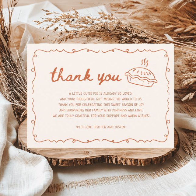 Carte De Remerciements Baby shower à tarte de Little Cutie automne (Créateur téléchargé)