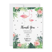 Carte de remerciements Baby shower à thème Flamant
