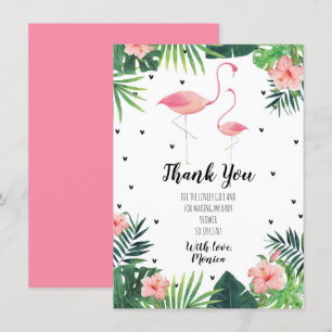 Carte de remerciements Baby shower à thème Flamant
