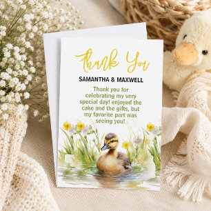 Carte De Remerciements Baby-Shower Adorable Canard Aquarelle Garçon