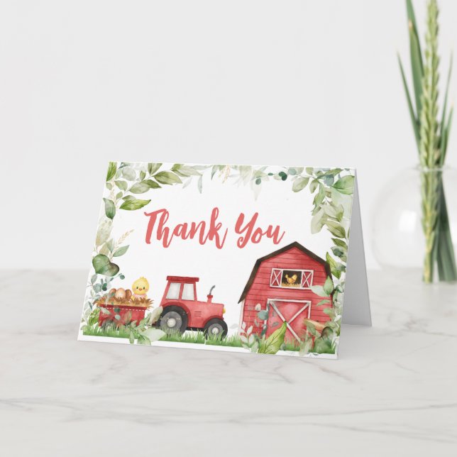 Carte De Remerciements Baby shower agricole de Red Barnyard (Devant)