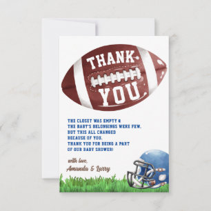 Carte De Remerciements Baby shower américain de football