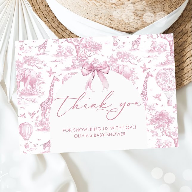 Carte De Remerciements Baby shower animal Toile de Jouy Safari (Créateur téléchargé)