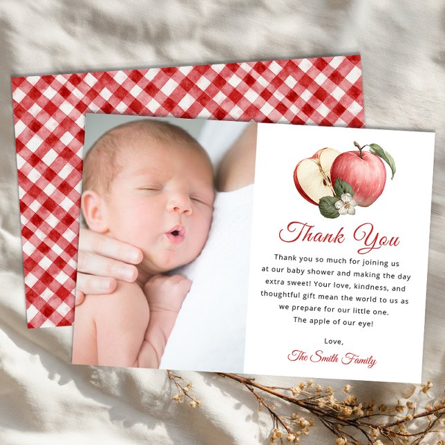 Carte de remerciements Baby shower Apple avec phot (Apple themed baby shower)