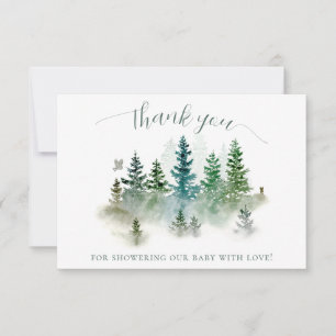 Carte De Remerciements Baby Shower aquarelle en milieu boisé