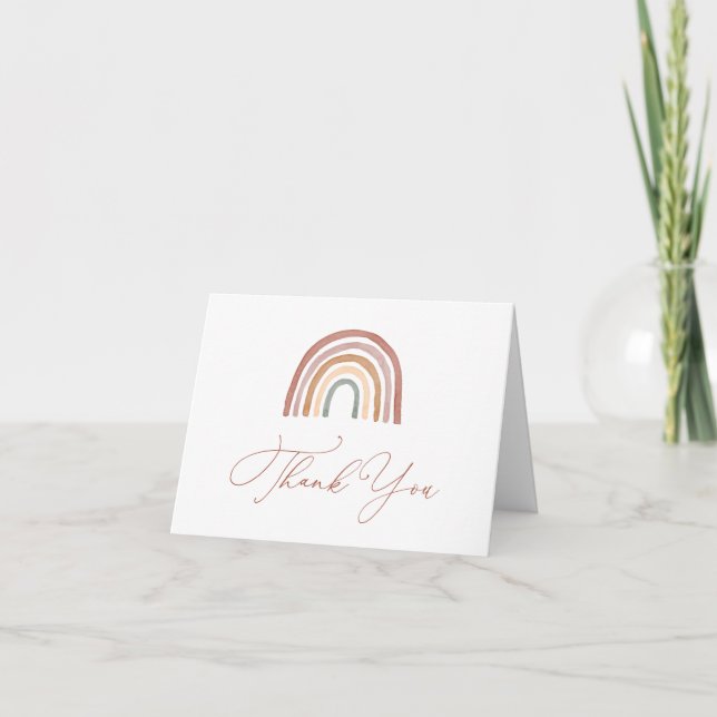 Carte de remerciements Baby shower arc-en-ciel (Devant)