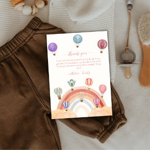 Carte De Remerciements Baby shower arc-en-ciel à bulle à air chaud de cou