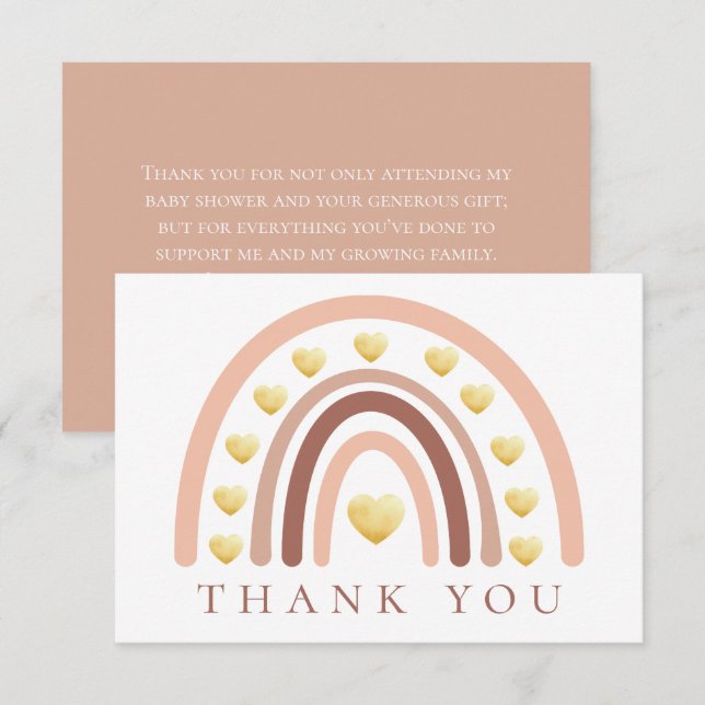 Carte De Remerciements Baby shower arc-en-ciel Blush Boho (Devant / Derrière)