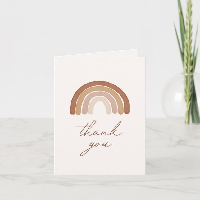 Carte De Remerciements Baby shower arc-en-ciel Boho Terracotta (Devant)