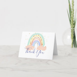Carte de remerciements baby shower arc-en-ciel et