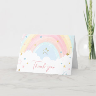 Carte De Remerciements Baby shower arc-en-ciel Pastel