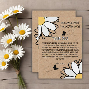 Carte De Remerciements Baby shower artisanal minimaliste Dainty Daisy