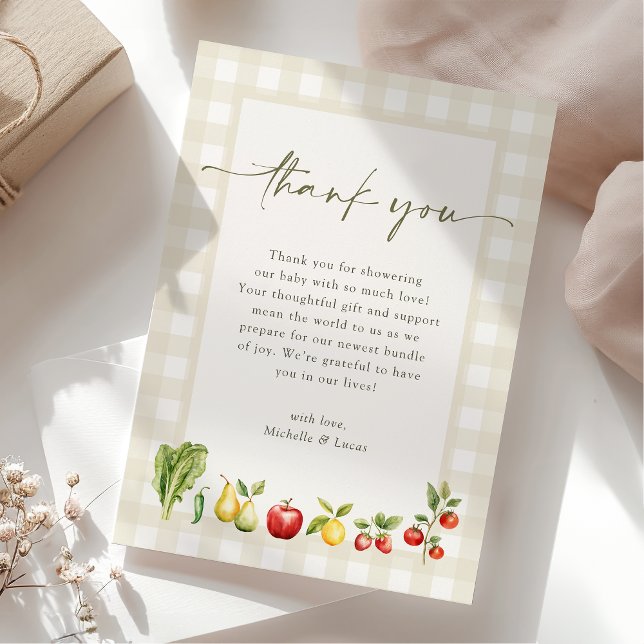 Carte De Remerciements Baby-Shower au Marché de Producteurs Locaux Rustiq (Créateur téléchargé)