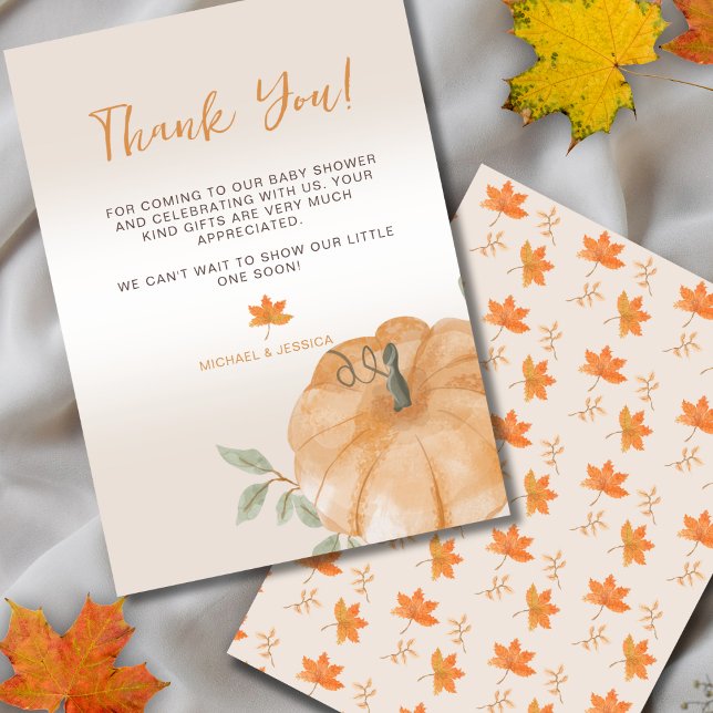 Carte De Remerciements Baby shower Automne Petit Citrouille (Créateur téléchargé)