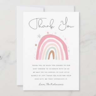 Carte De Remerciements Baby shower aux filles arc-en-ciel rose pâle