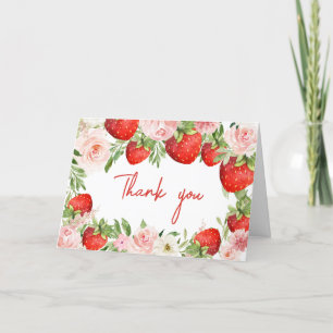 Carte De Remerciements Baby shower aux fraises
