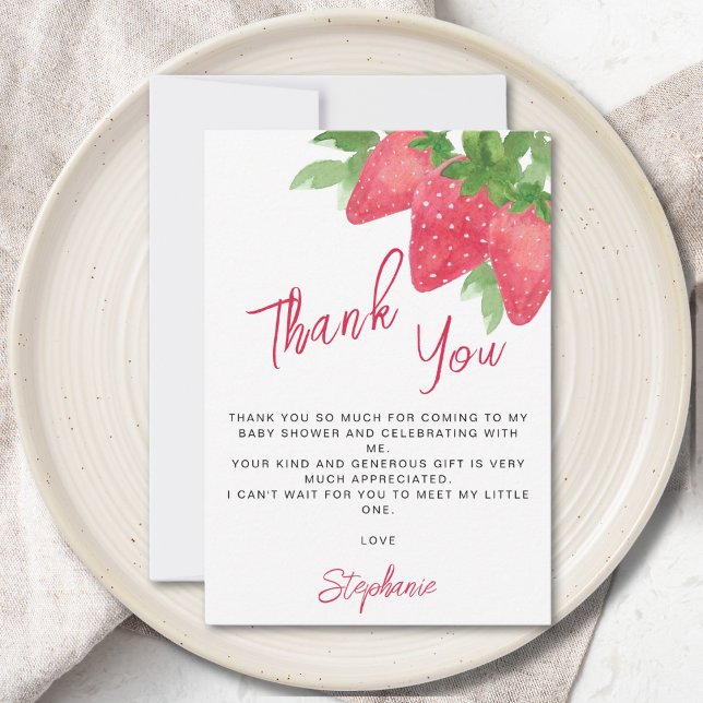Carte De Remerciements Baby shower aux fraises (Créateur téléchargé)