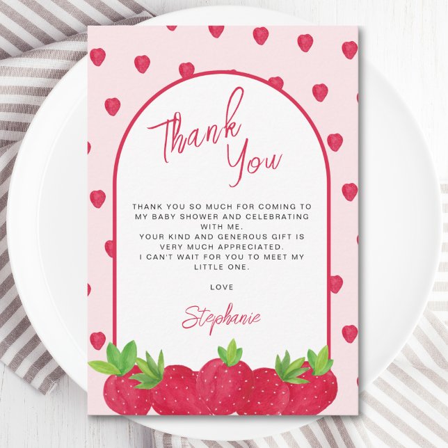 Carte De Remerciements Baby Shower aux Fraises  (Créateur téléchargé)