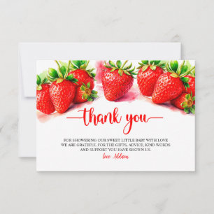 Carte De Remerciements Baby shower aux fraises mignonnes et sucrées
